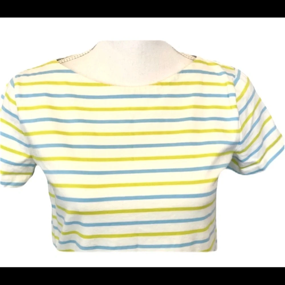 J.Crew Striped Ladder Cotton Tee Blue White Short Sleeve T-Shirt XS EUC Casual